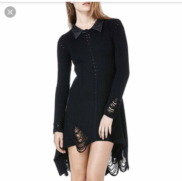 UNIF Dresses & Skirts - UNIF Black Francis Shredded Knit Dress